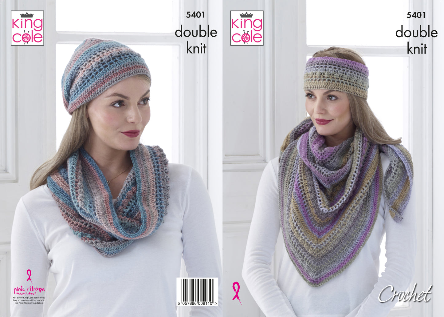 King Cole: 5401 Crochet Shawl, Cowl, and Hat