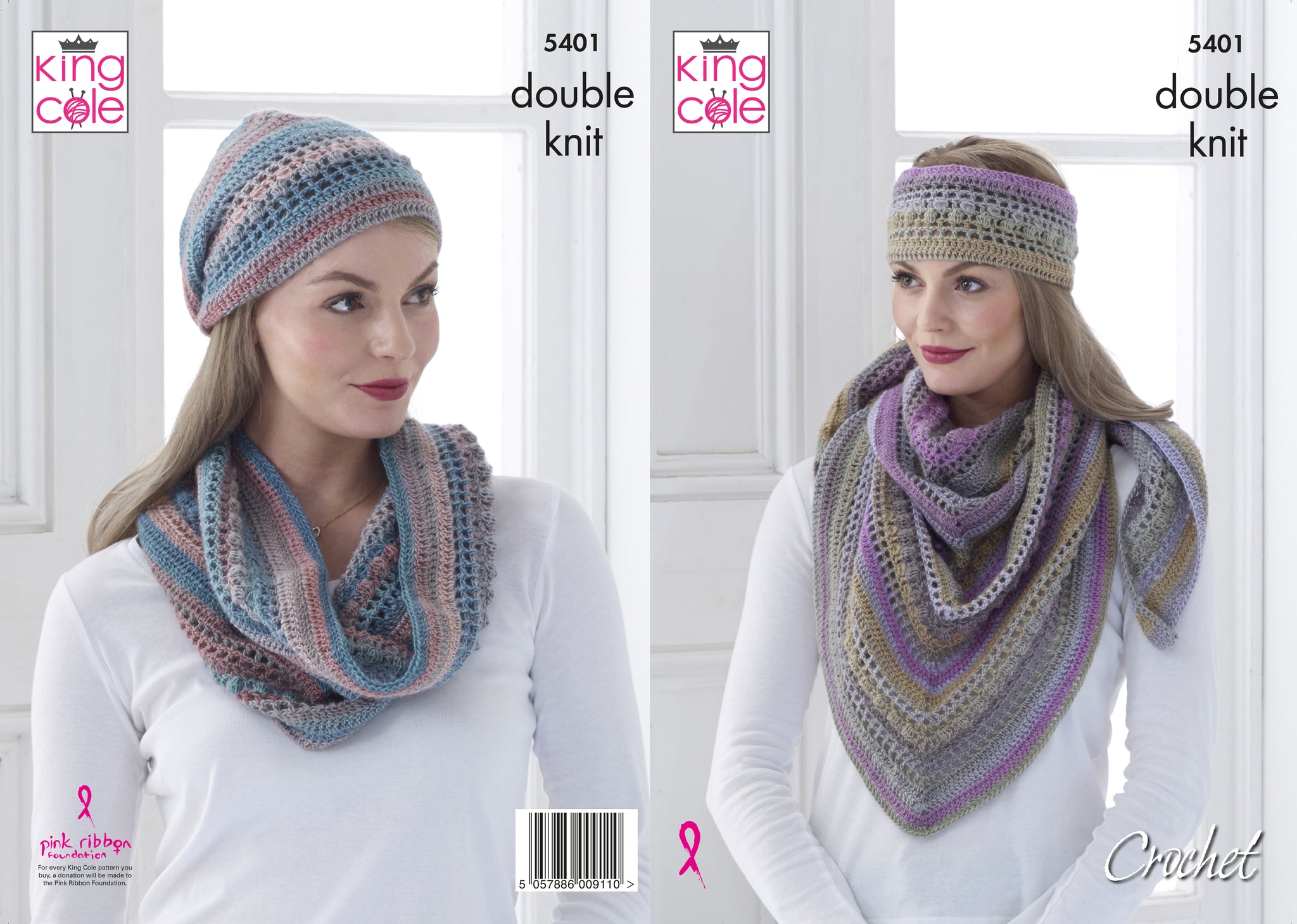 King Cole: 5401 Crochet Shawl, Cowl, and Hat