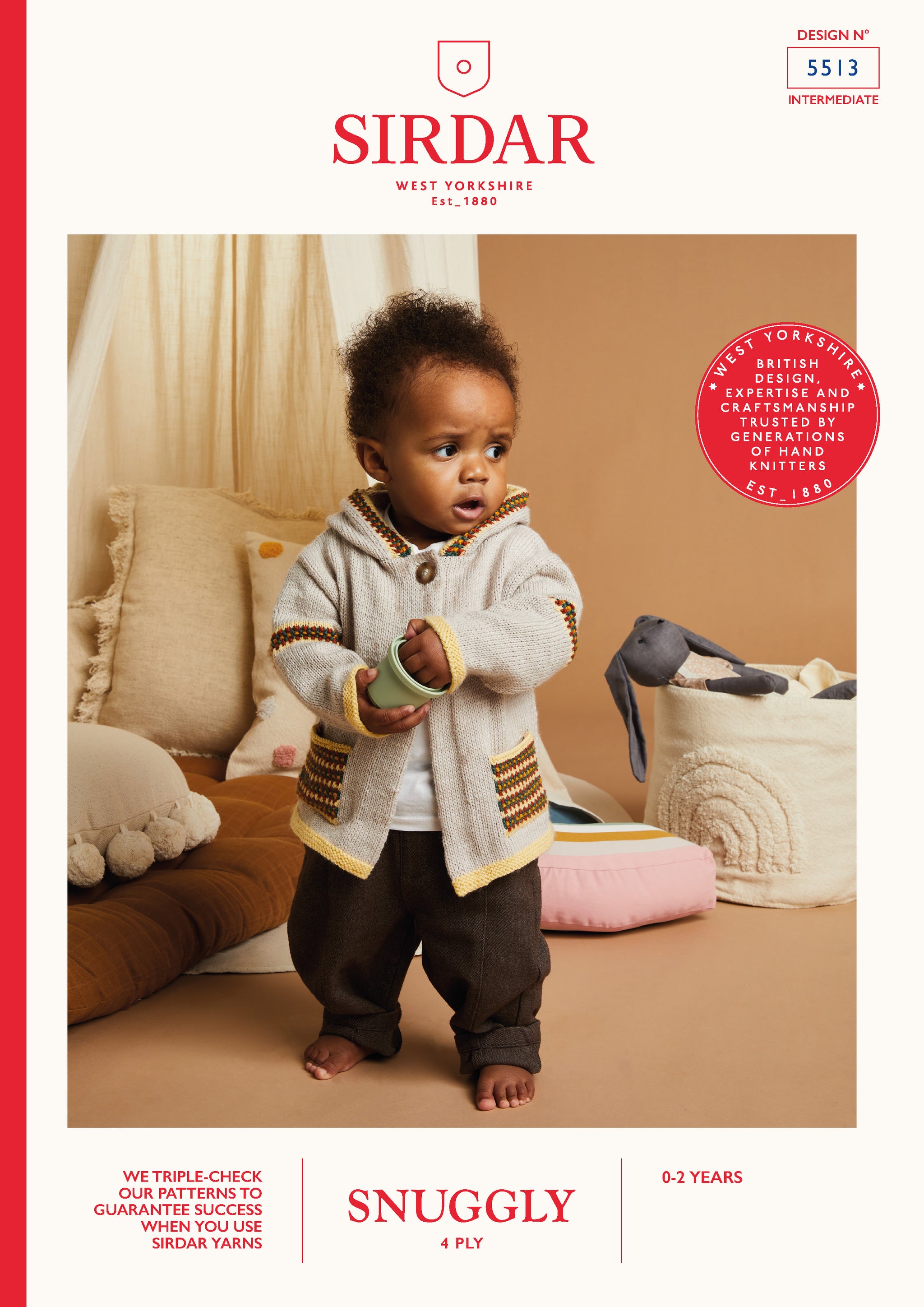 Sirdar Snuggly 4ply 5513 Hippy Hooded Cardi 0-3m - 18-24m