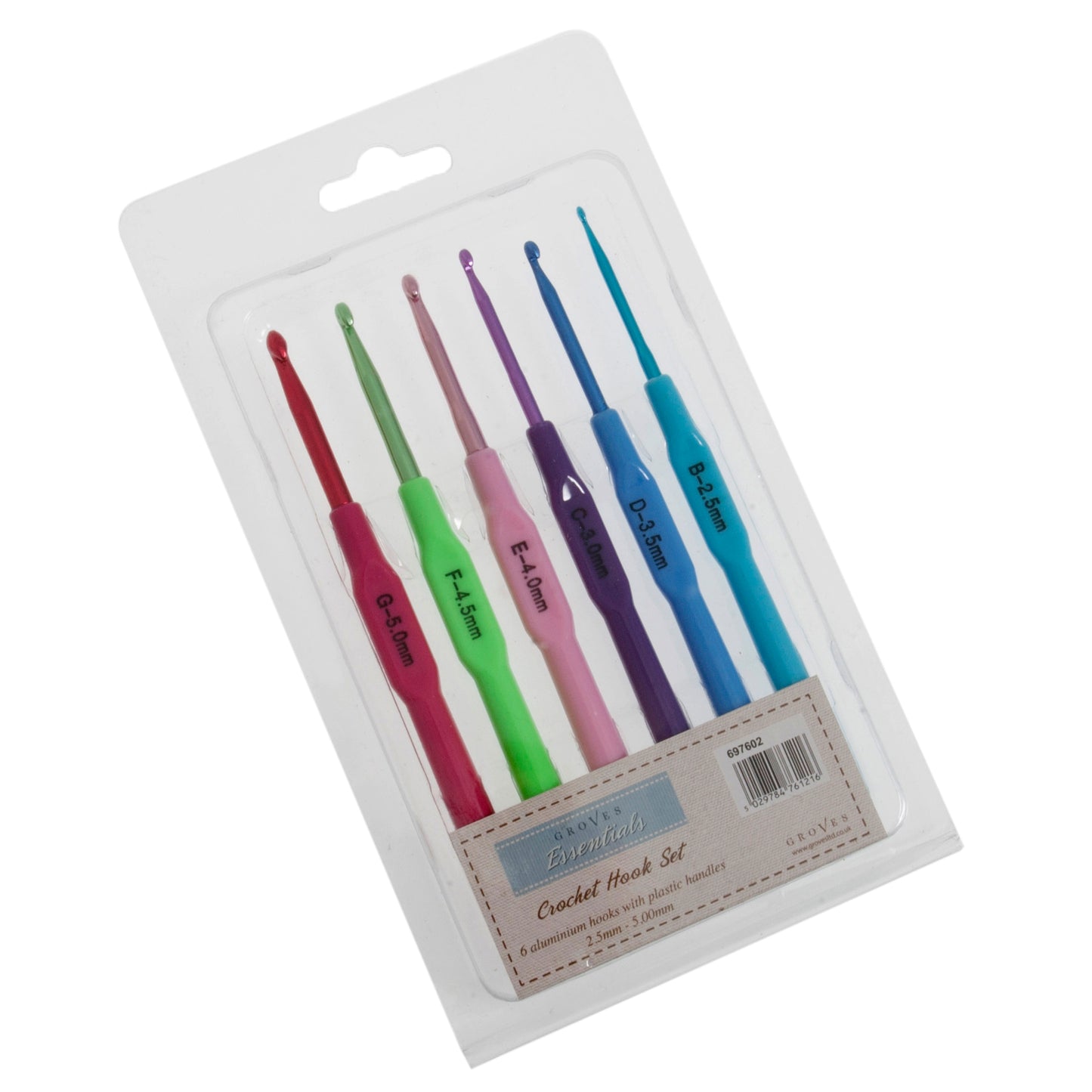 Crochet Hook Set: 14cm x 2.5 - 5mm: Pack of 6