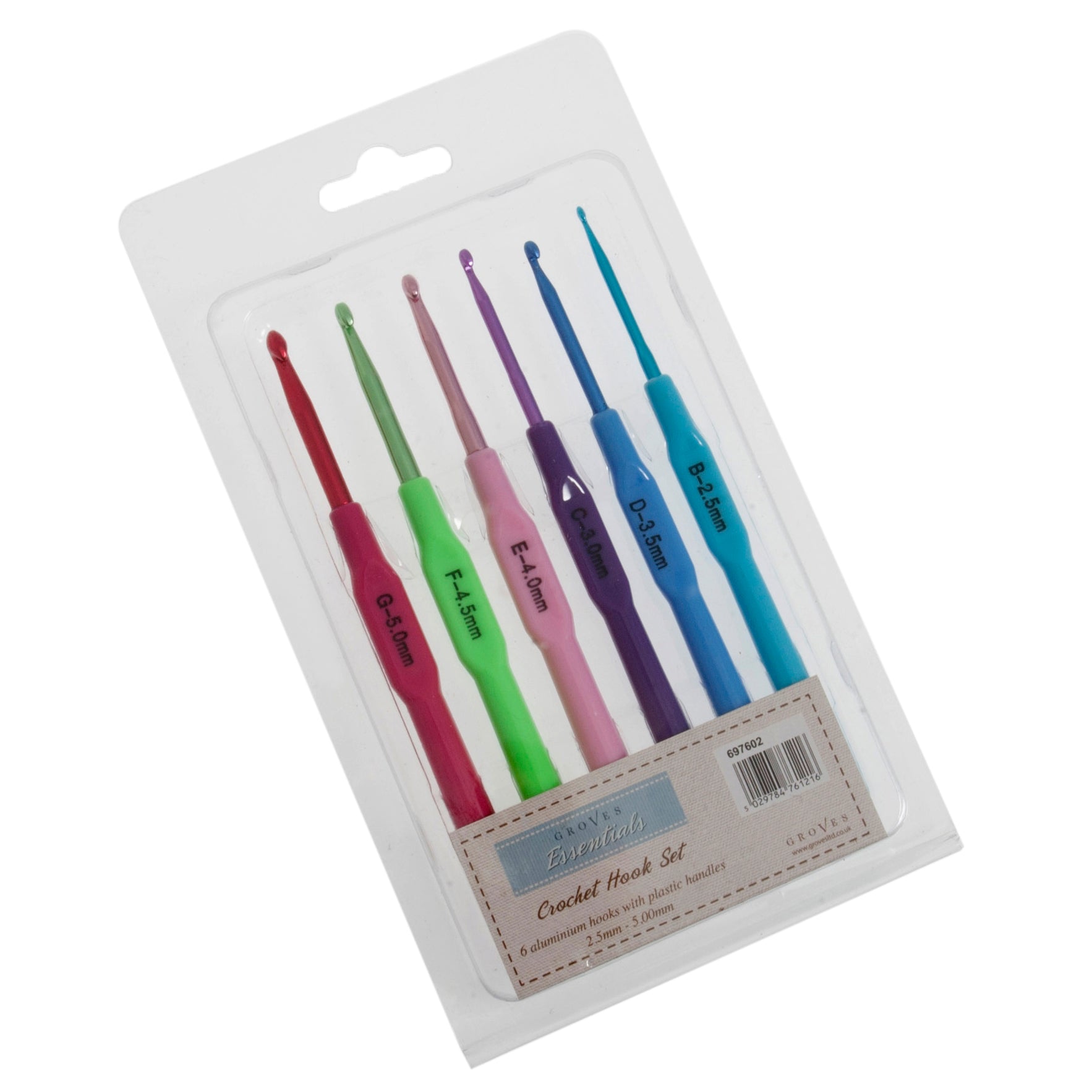 Crochet Hook Set: 14cm x 2.5 - 5mm: Pack of 6