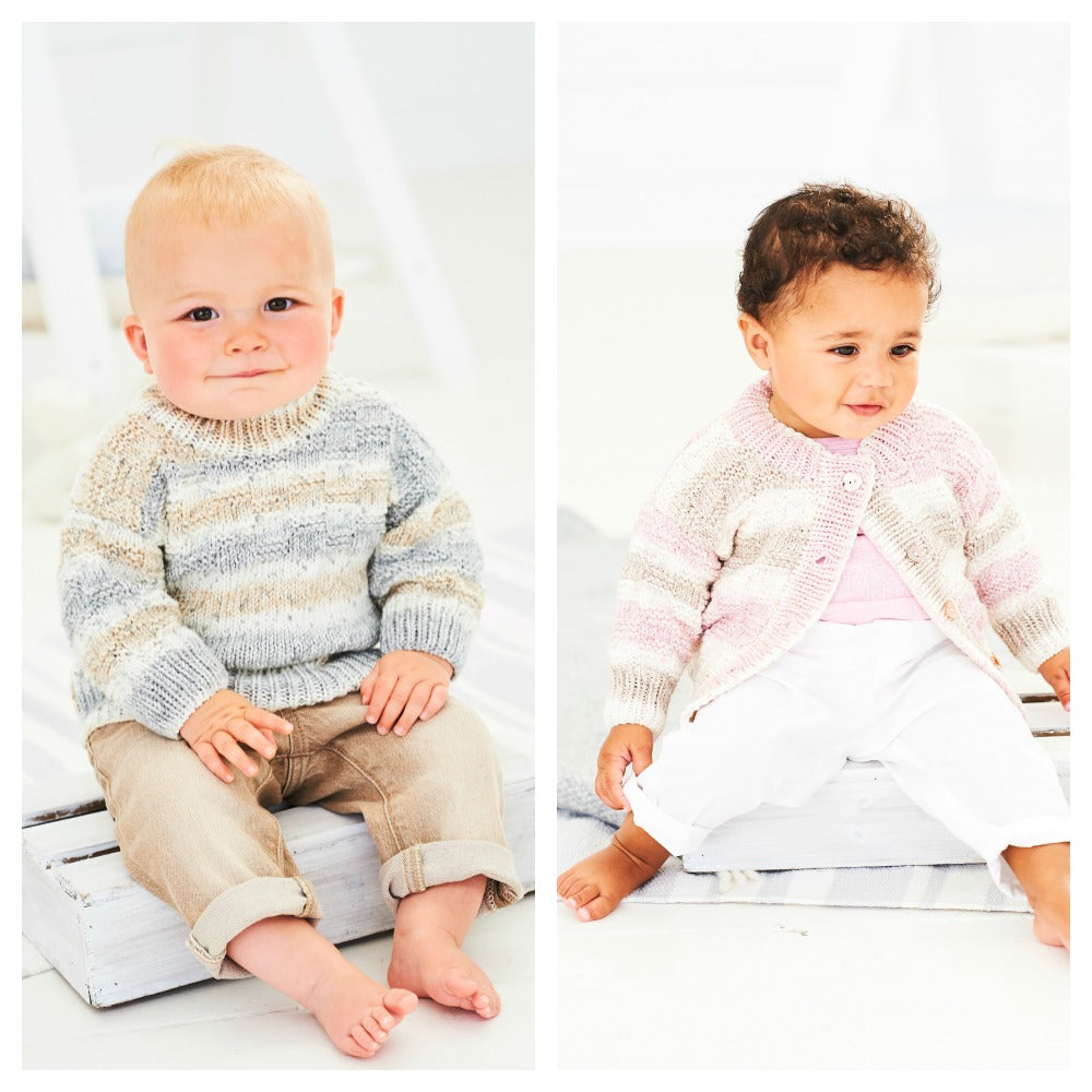 Stylecraft 9744 Jumper and Cardigan in Bambino Prints DK Pattern