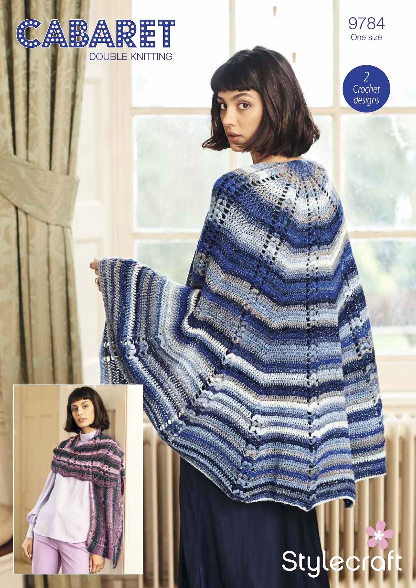 Stylecraft 9784 Crochet Shawls in Cabaret DK Pattern