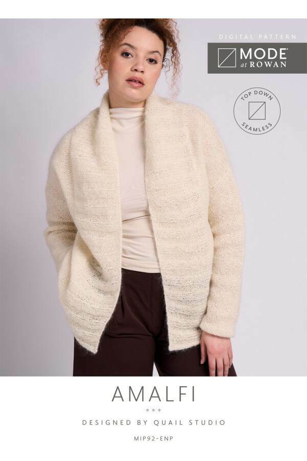 MODE at Rowan Amalfi Cardigan by Quail Studio in Mohair Soft Leaflet