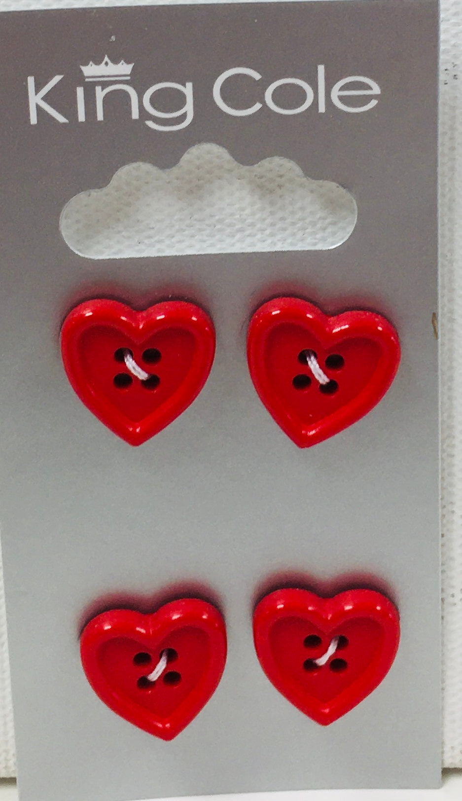 BUT060 Heart Buttons: Red Shaped Hearts