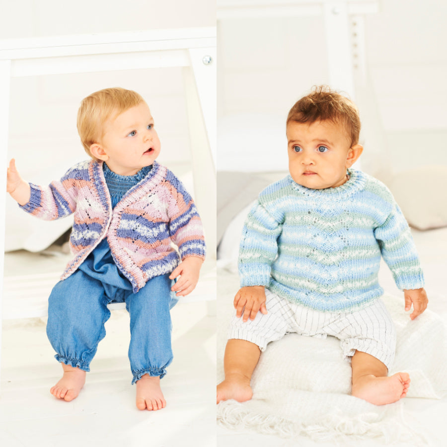 Stylecraft: Bambino Prints DK Cardigan and Sweater 9843 Birth - 5 years