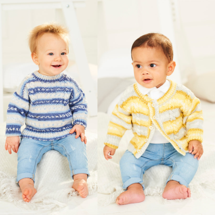 Stylecraft: Bambino Prints DK Cardigan and Sweater 9844 Birth - 5 years