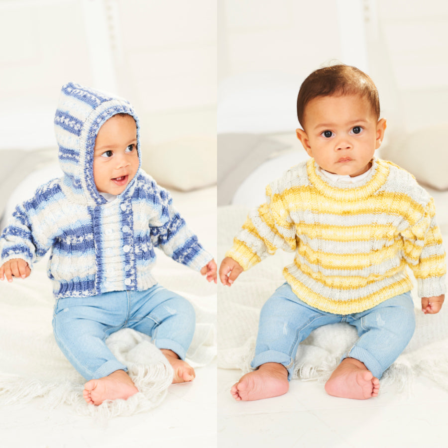 Stylecraft: Bambino Prints DK  Sweater and Hooded Jacket Sweater 9841 Birth - 5 years