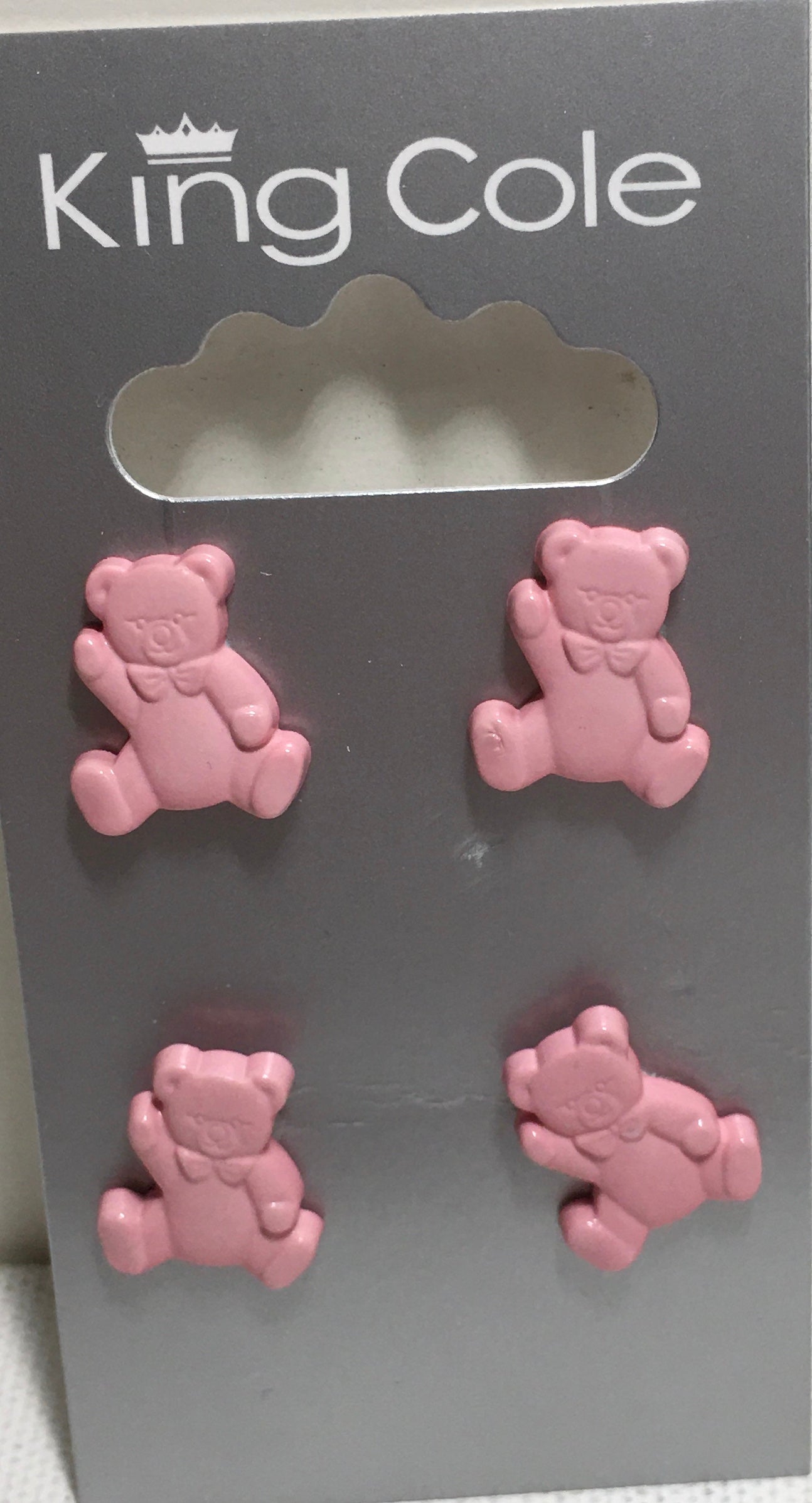 BUT048 Animal Buttons: Teddy Pink Buttons