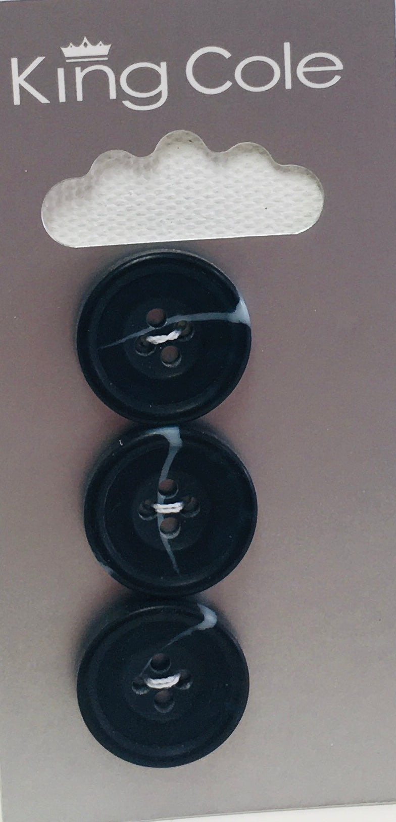 BUT106 Rimmed Shell Round Buttons Black Medium