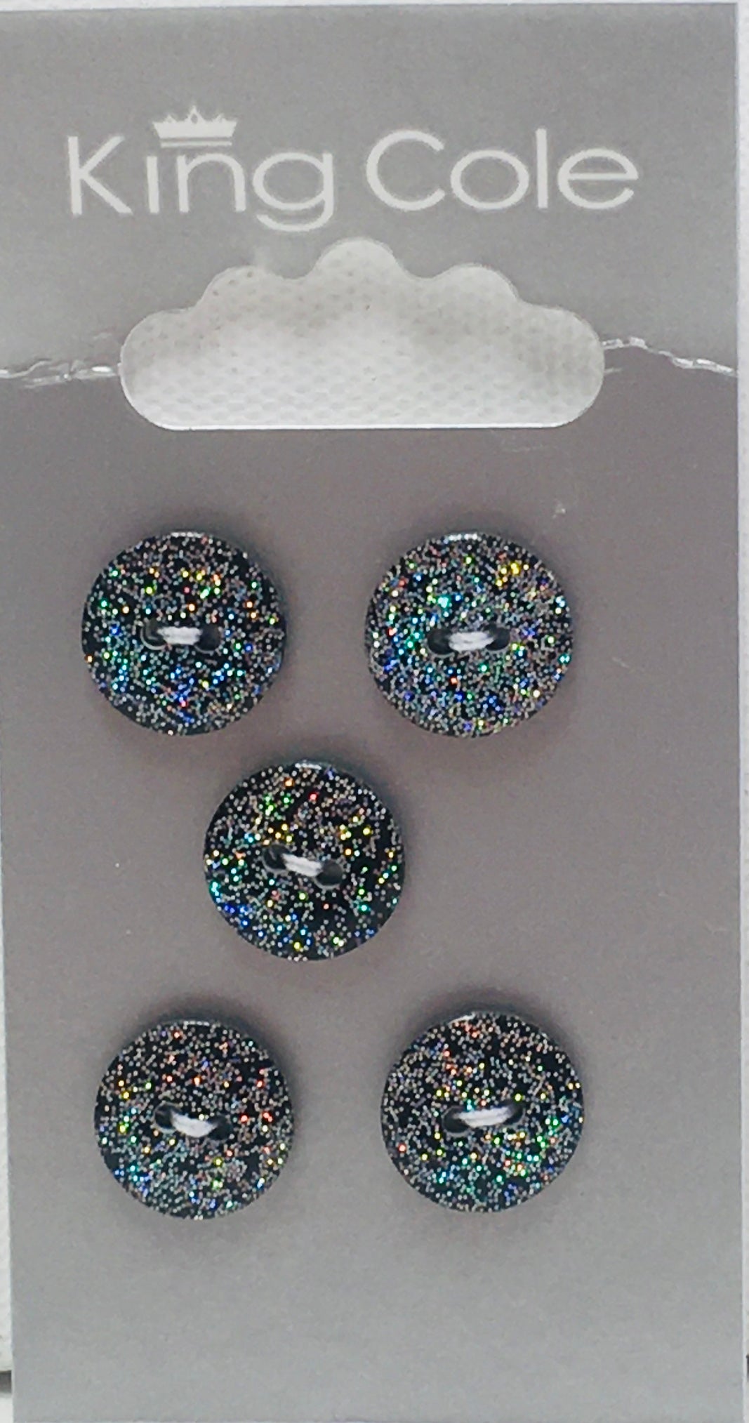 BUT115 Round Glitter Effect Buttons Black Small