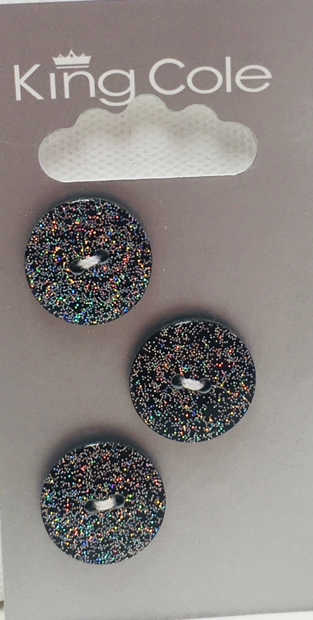 BUT116 Round Glitter Effect Buttons Black Medium
