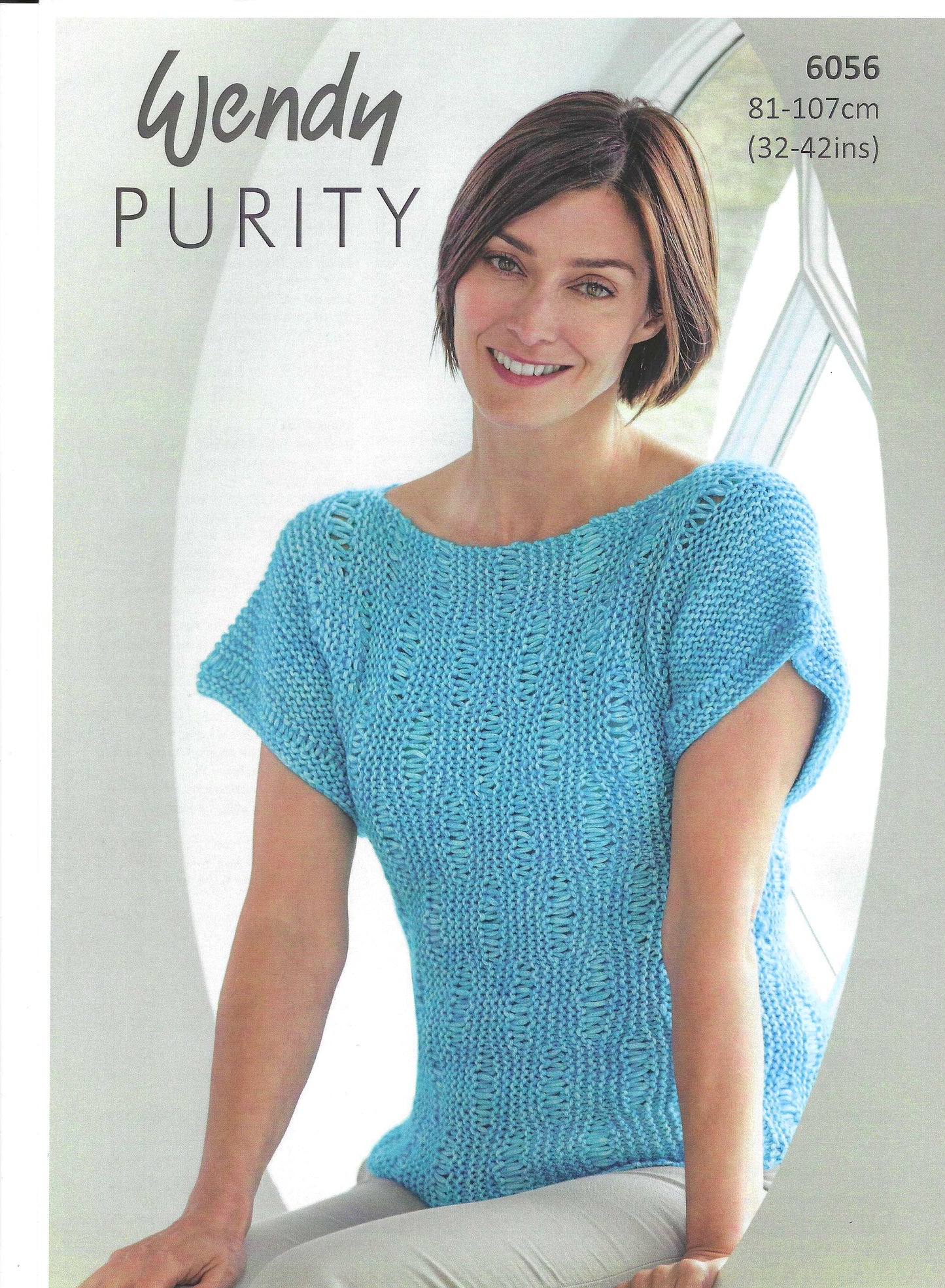 PDF Short Sleeve Top Knitted Sideways Wendy Purity Aran (Downloadable PDF)