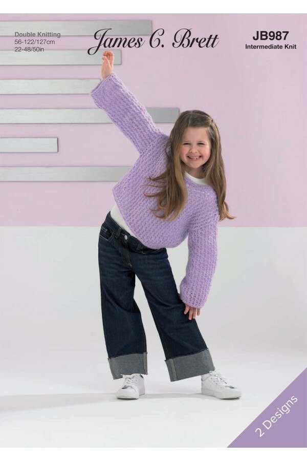 James C Brett 987 Sweater and Cover Up in Elegance DK Leaflet