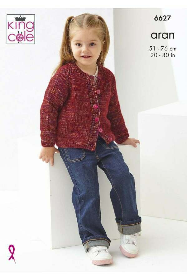 King Cole 6627 Cardigan and Sweater in Firefly Aran Leaflet