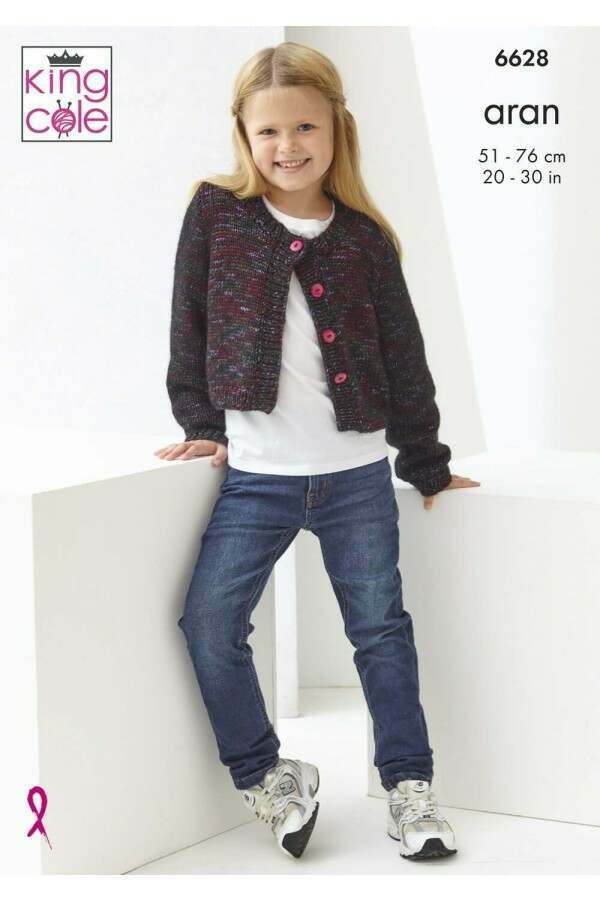 King Cole 6628 Cardigans in Firefly Aran Leaflet