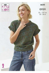 King Cole 6630 Top and Tank Top in Firefly Aran Leaflet