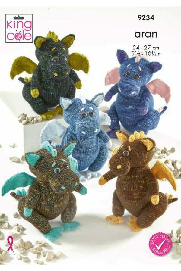 King Cole 9234 Dragons in Firefly Aran and Big Value DK 50g Leaflet
