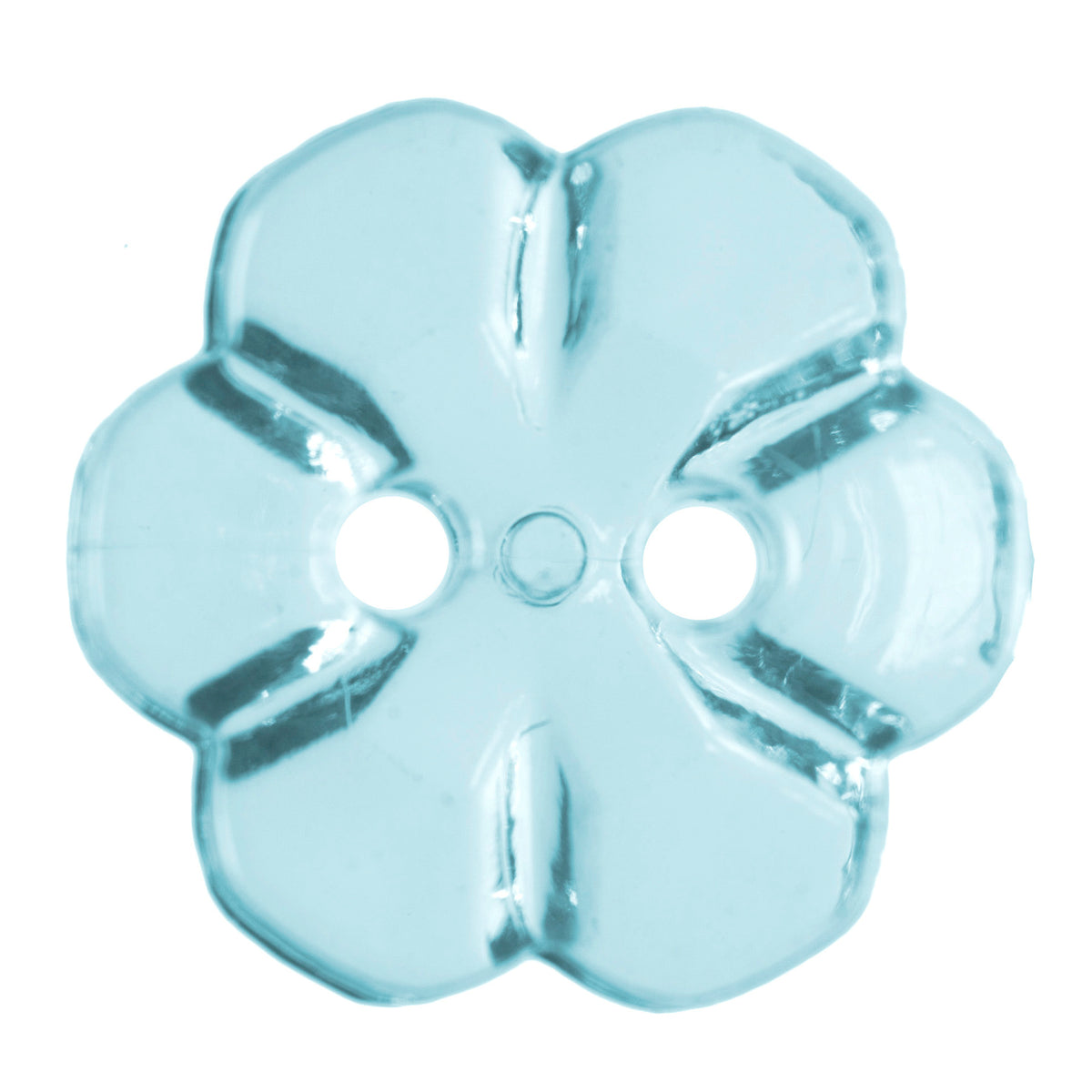 Six Petal Flower Clear Button 11mm: Transparent Light Blue