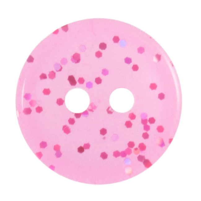 Transparent Glitter Button 11mm Bright Pink