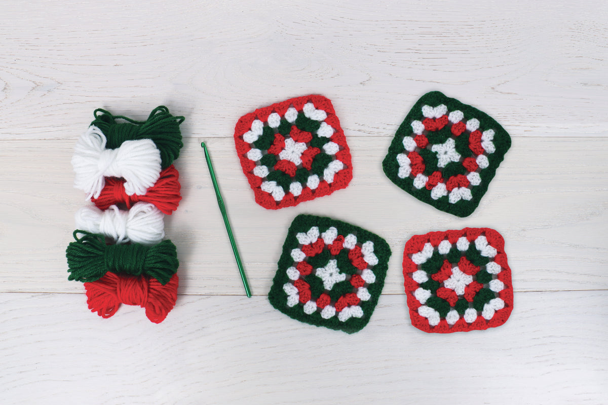 My First Crochet Kit Granny Square Festive Colours
