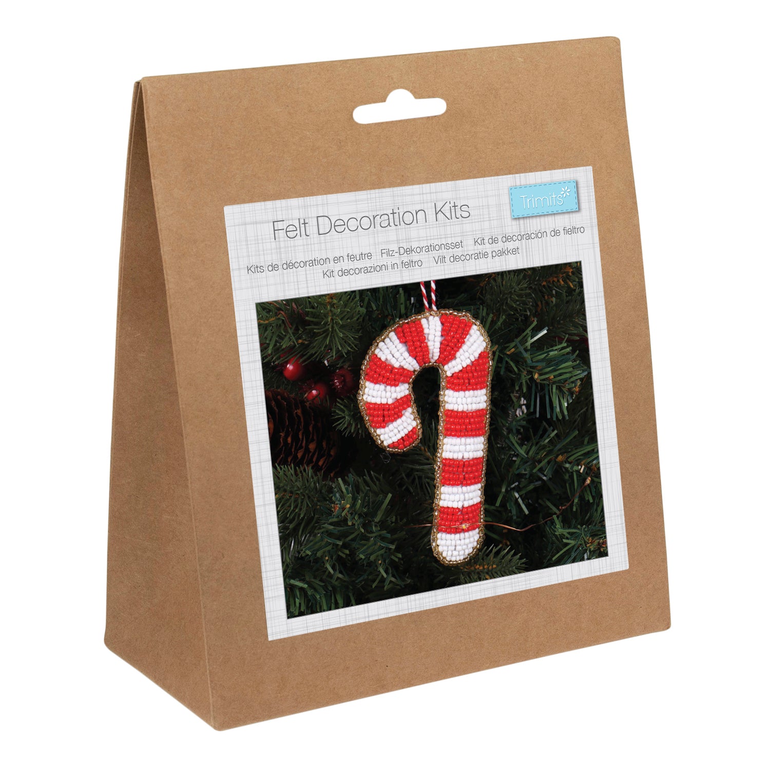 Christmas Felt Decoration Kit : Beaded Candy Cane