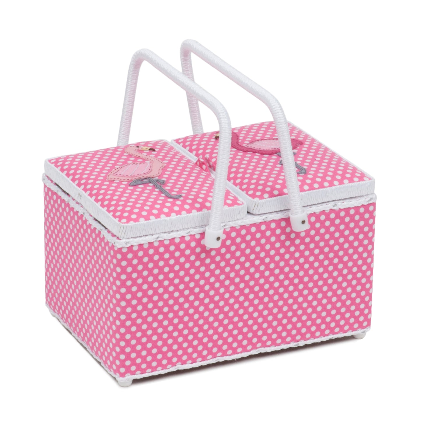 Sewing Box Flamingo Pink Polka Dot