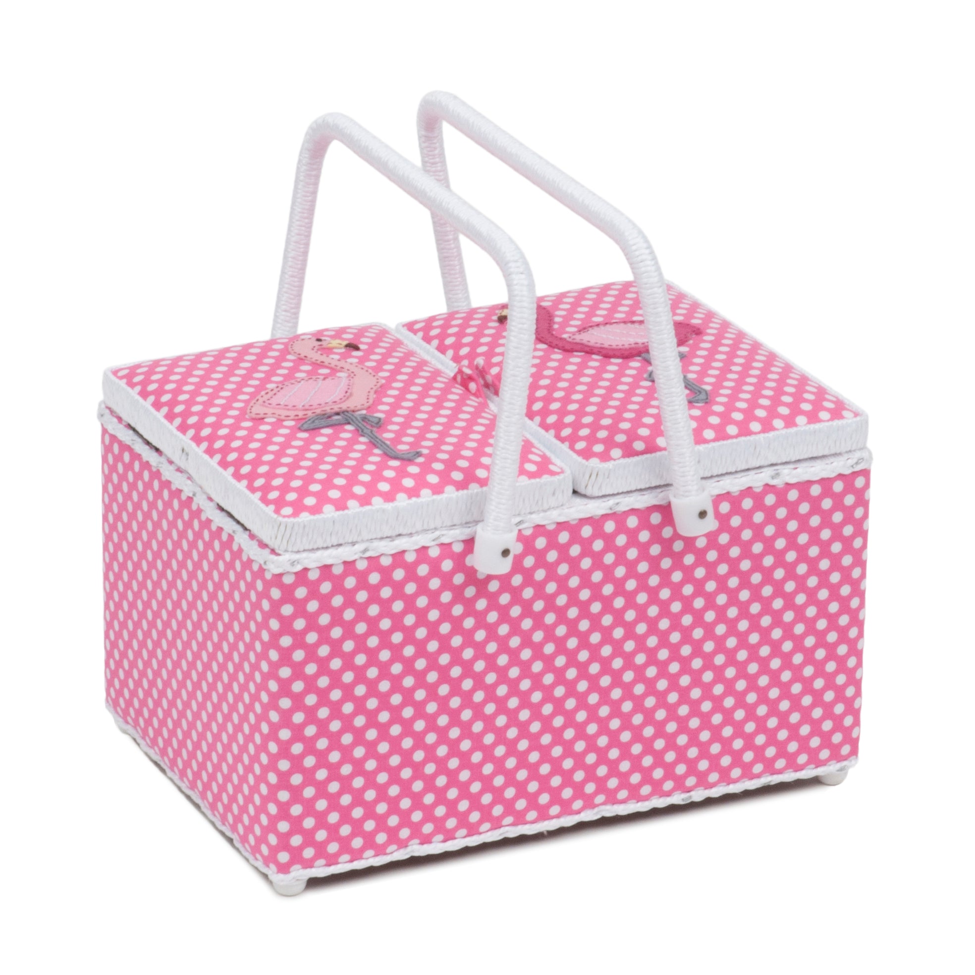 Sewing Box Flamingo Pink Polka Dot