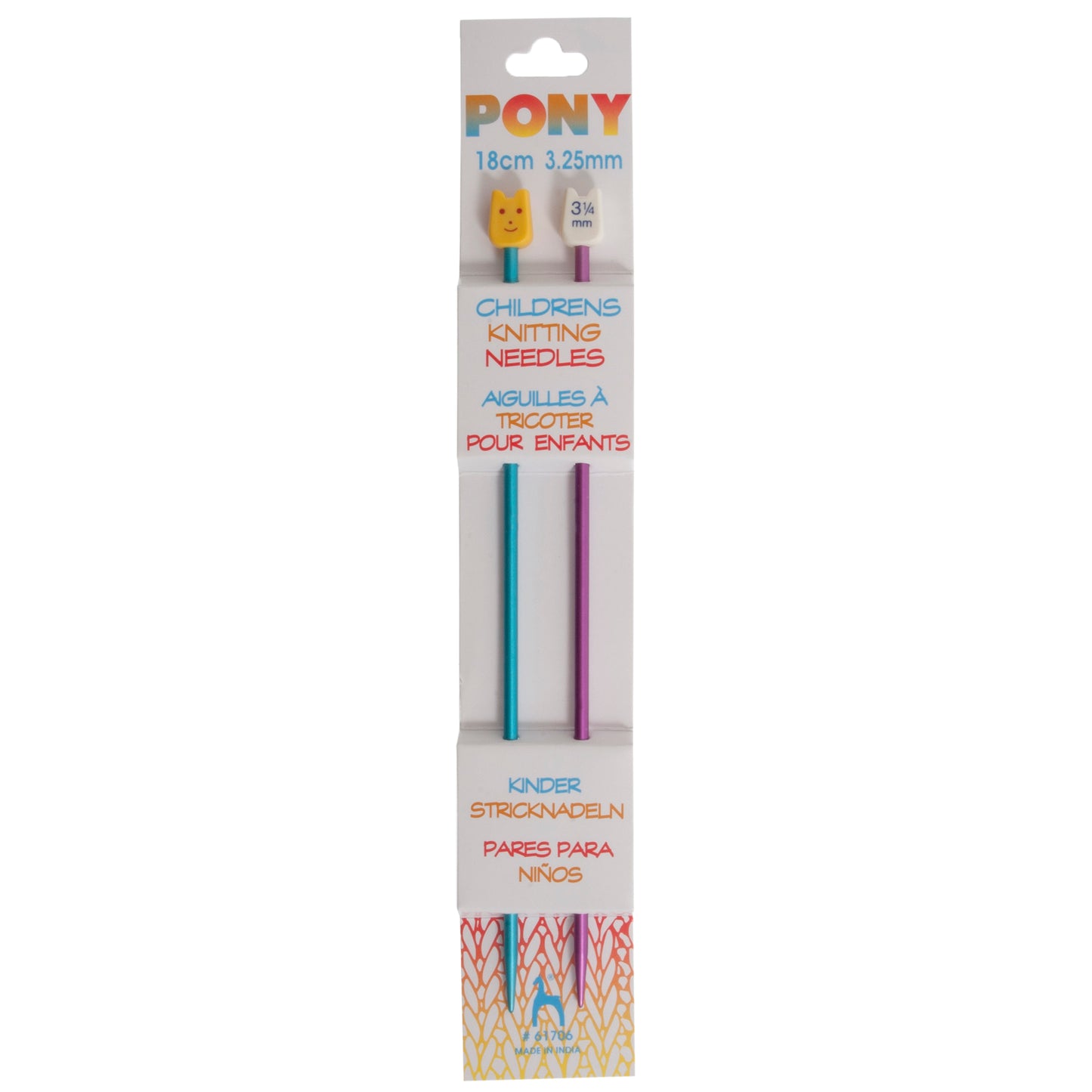 Children's Knitting Needles 3.25mm 18cm Blue and Magenta