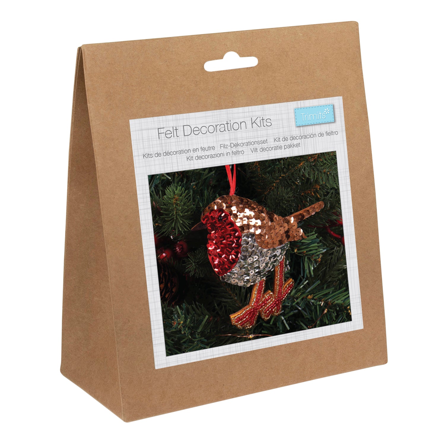 Christmas Felt Decoration Kit : Sequin Robin
