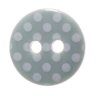 Spotty Button 12mm: Sage Green and White