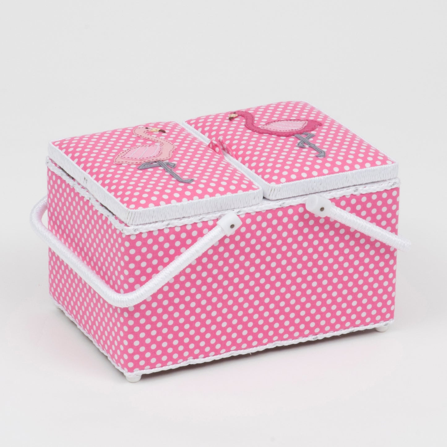 Sewing Box Flamingo Pink Polka Dot