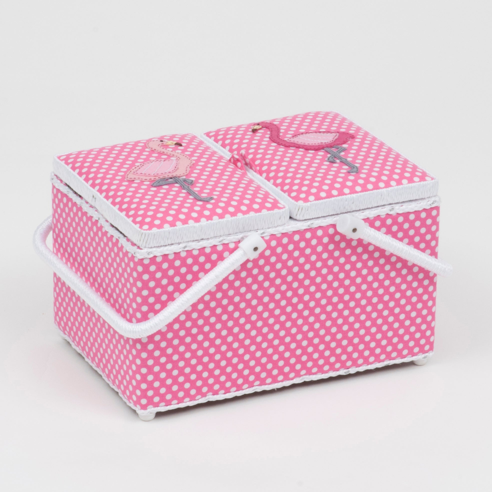 Sewing Box Flamingo Pink Polka Dot