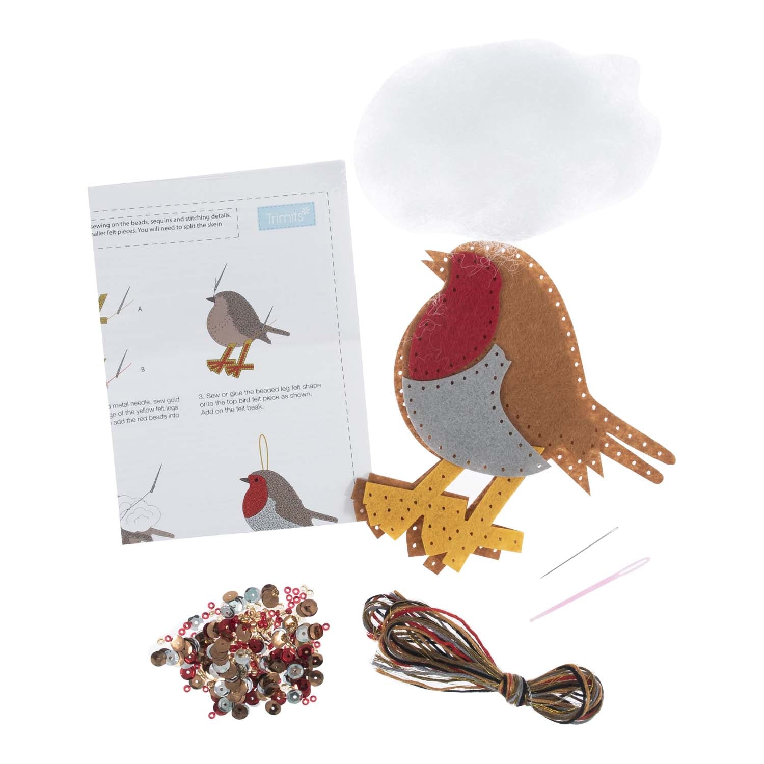 Christmas Felt Decoration Kit : Sequin Robin