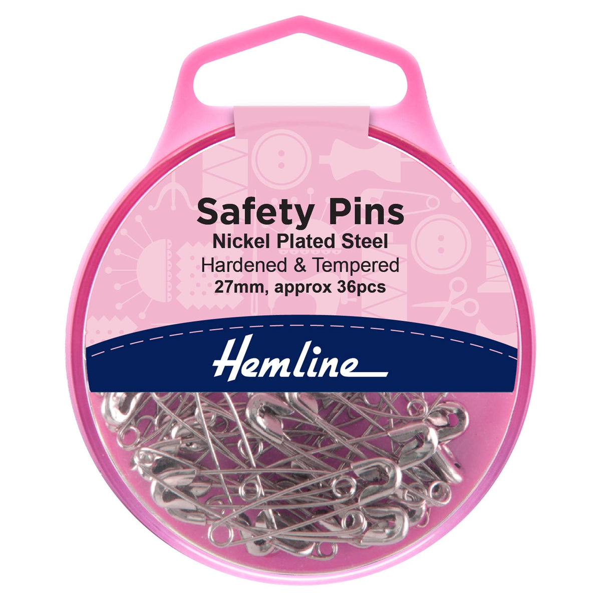 Safety Pins: 27mm: Nickel: 36 Pieces