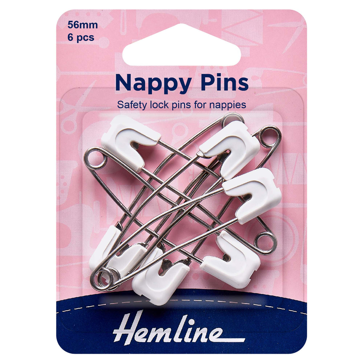 Nappy Pins: 56mm White