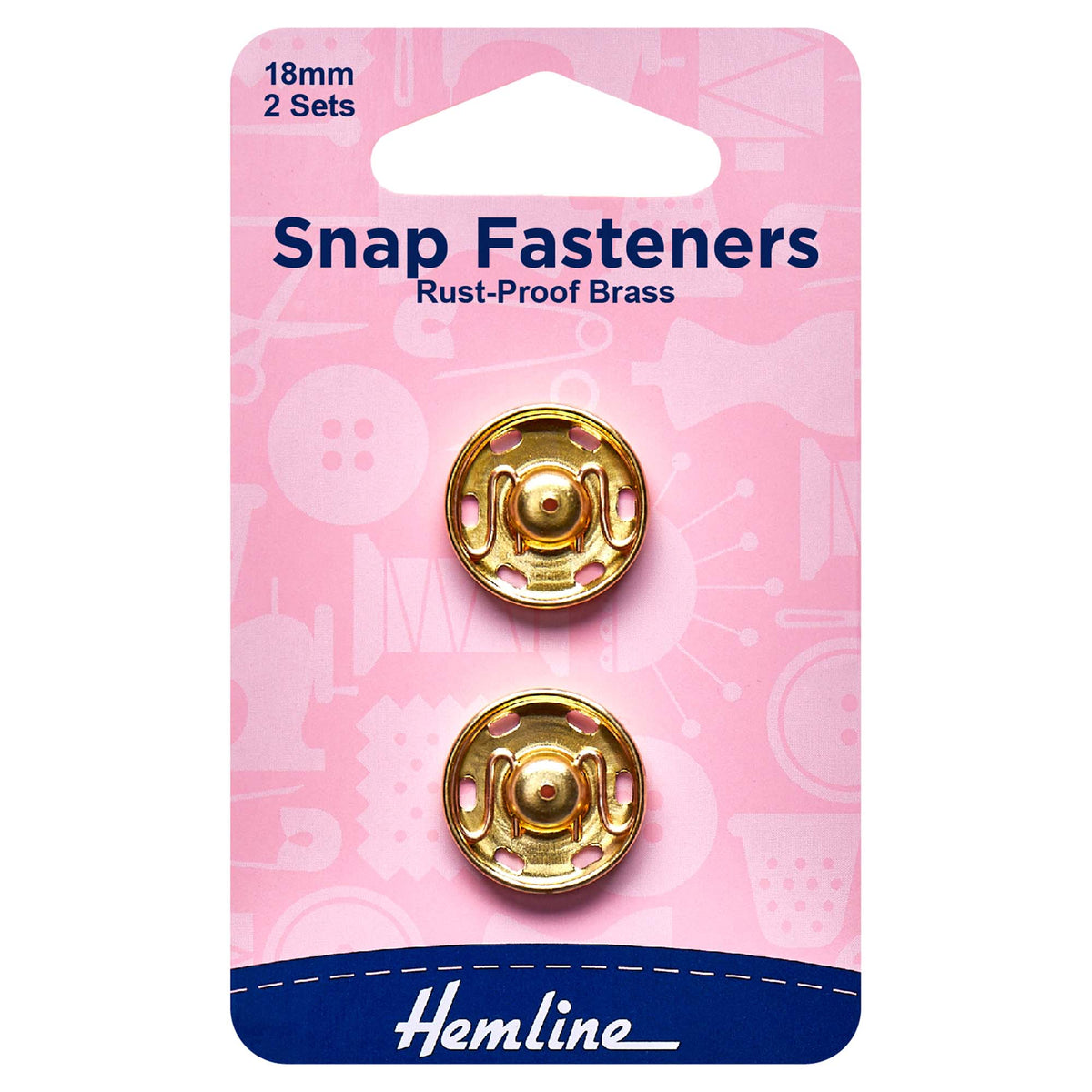Snap Fasteners: Sew-on: Gold: 18mm