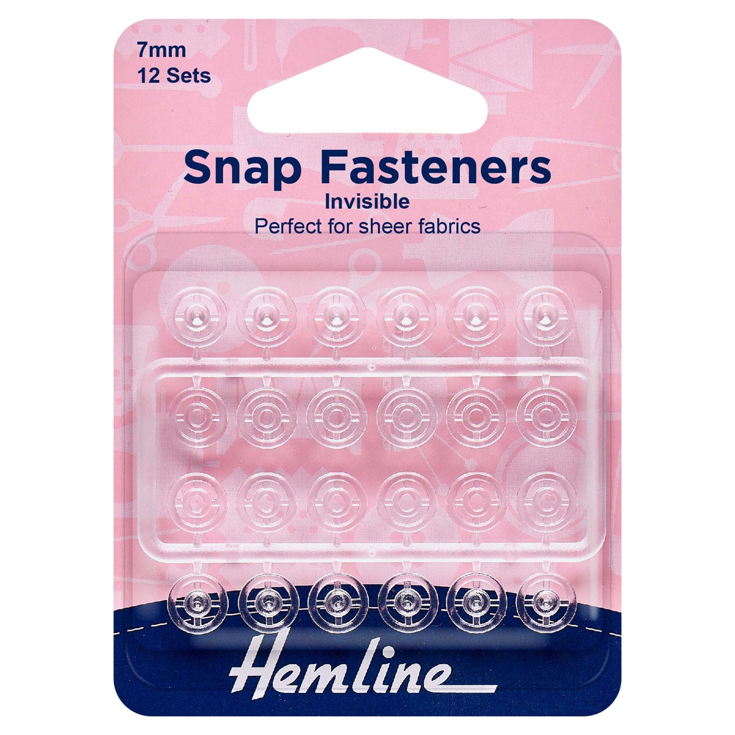 Snap Fasteners: Sew-on: Clear (Invisible): 7mm