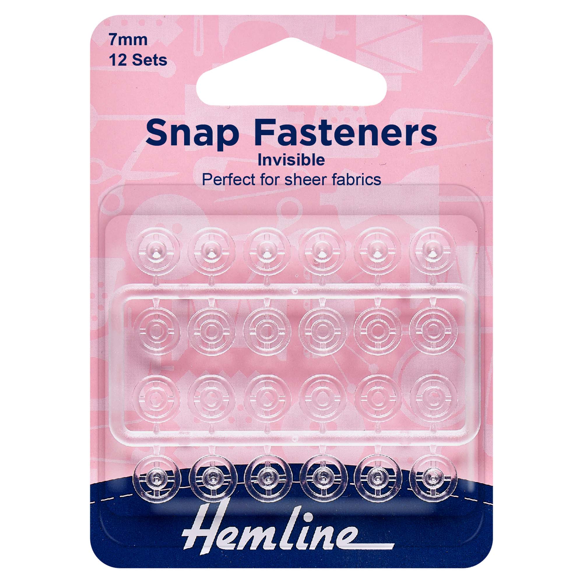 Snap Fasteners: Sew-on: Clear (Invisible): 7mm