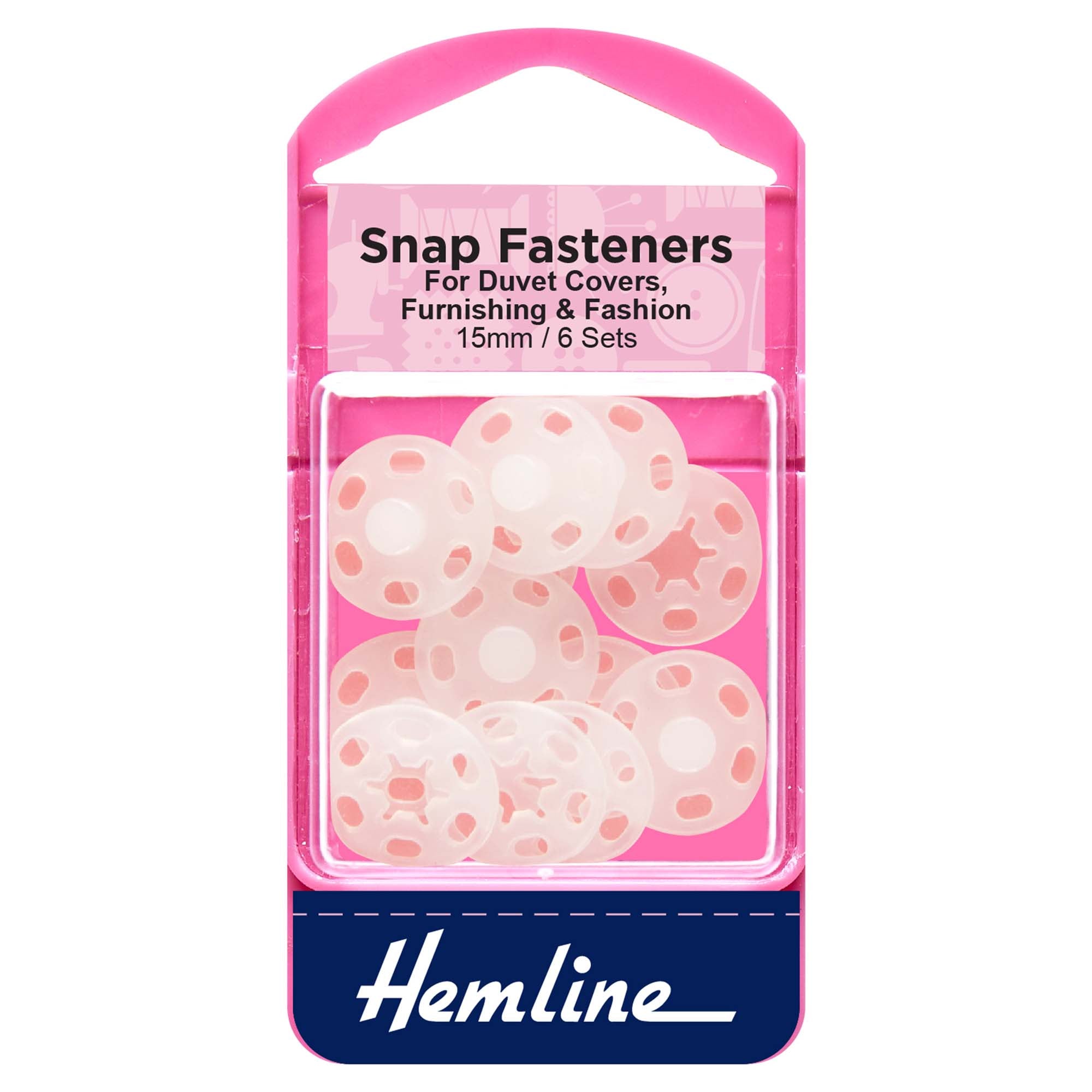 Snap Fasteners: Sew-on: Duvet Covers Clear 15mm