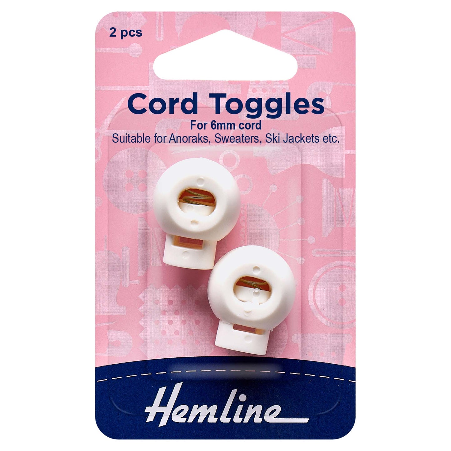 Cord Toggles White for 6mm Cord