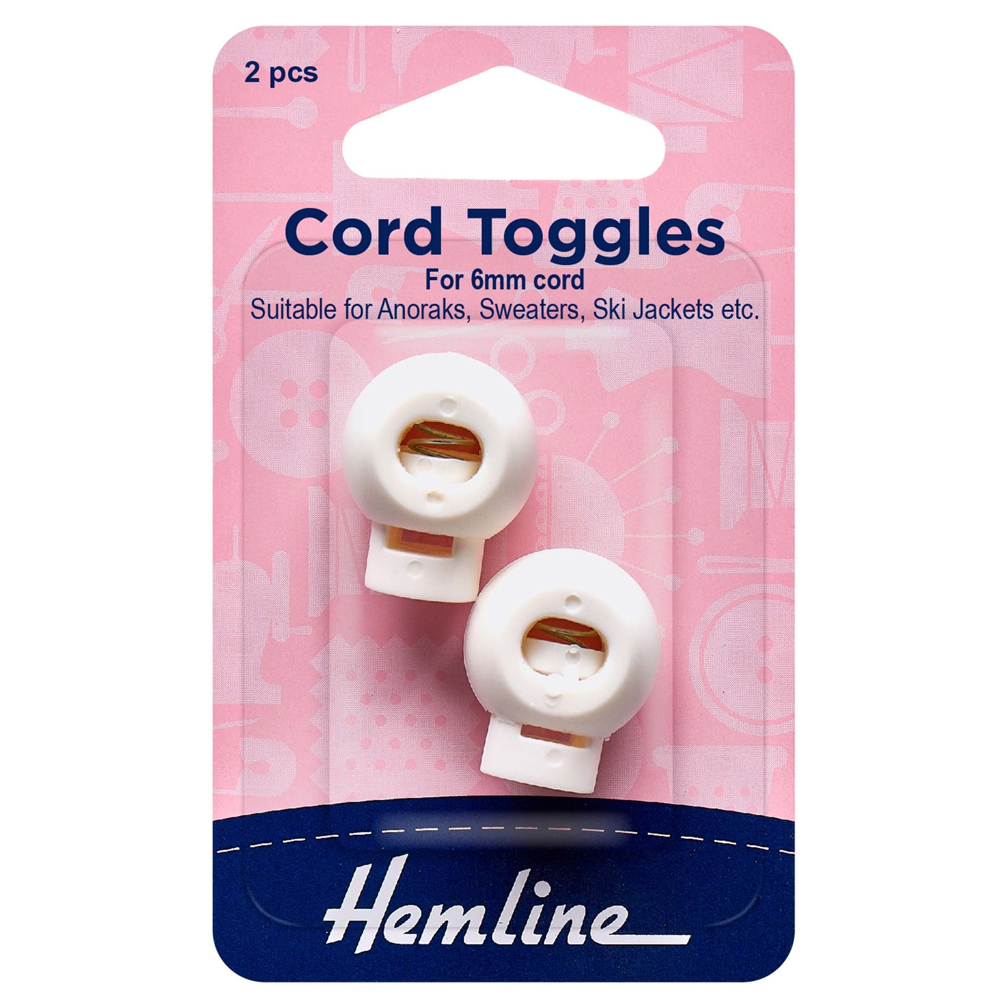 Cord Toggles White for 6mm Cord