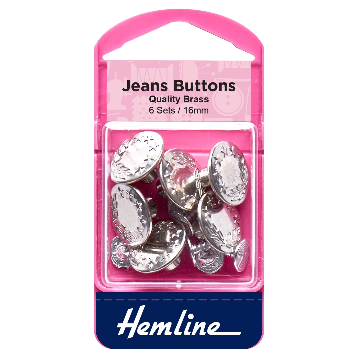 Jean Buttons Nickle 16mm Silver