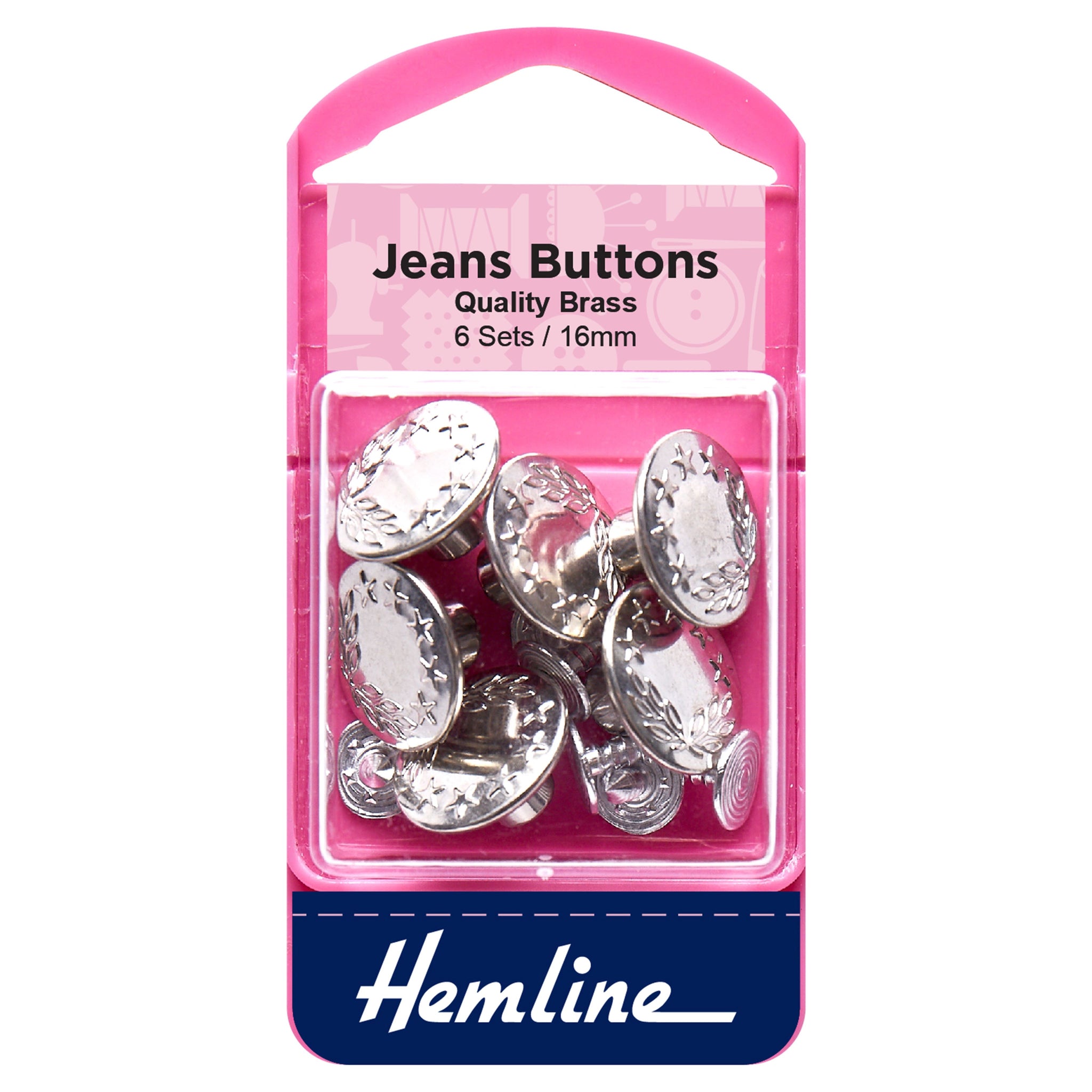 Jean Buttons Nickle 16mm Silver
