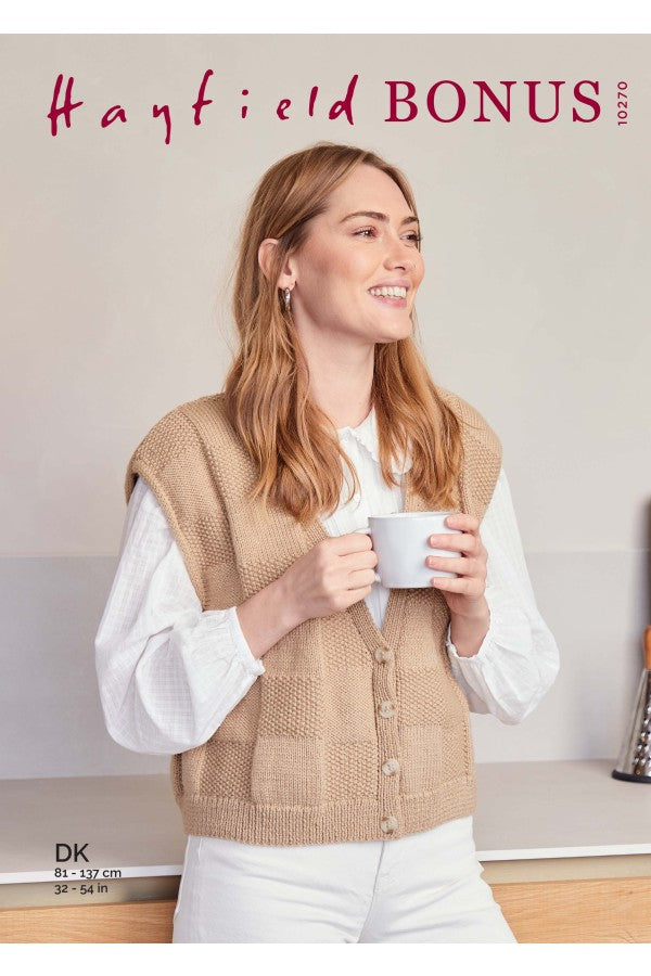 Hayfield 10270 Boxy Chequer Board Waistcoat in Hayfield Bonus DK Leaflet