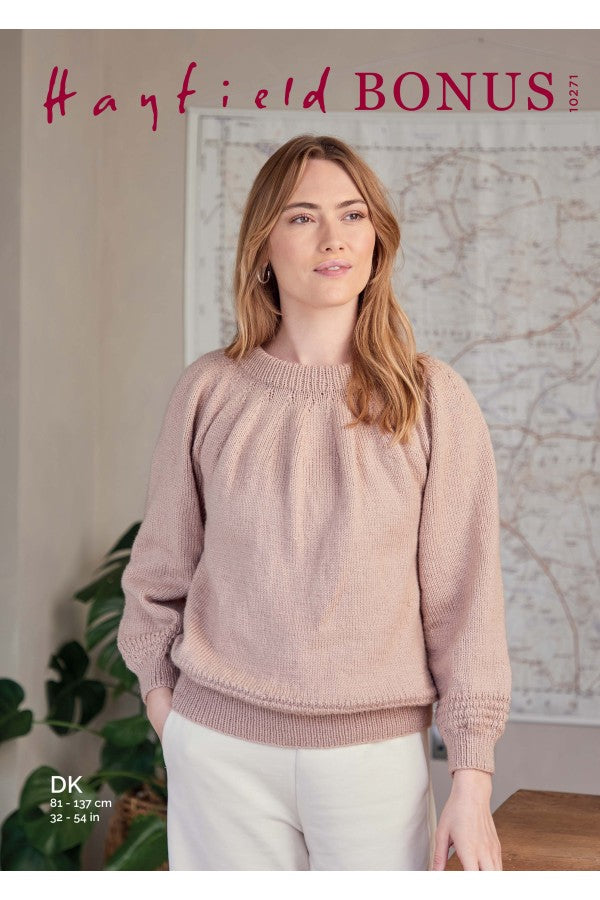 Hayfield 10271 Gathered Yoke Sweater in Hayfield Bonus DK Leaflet