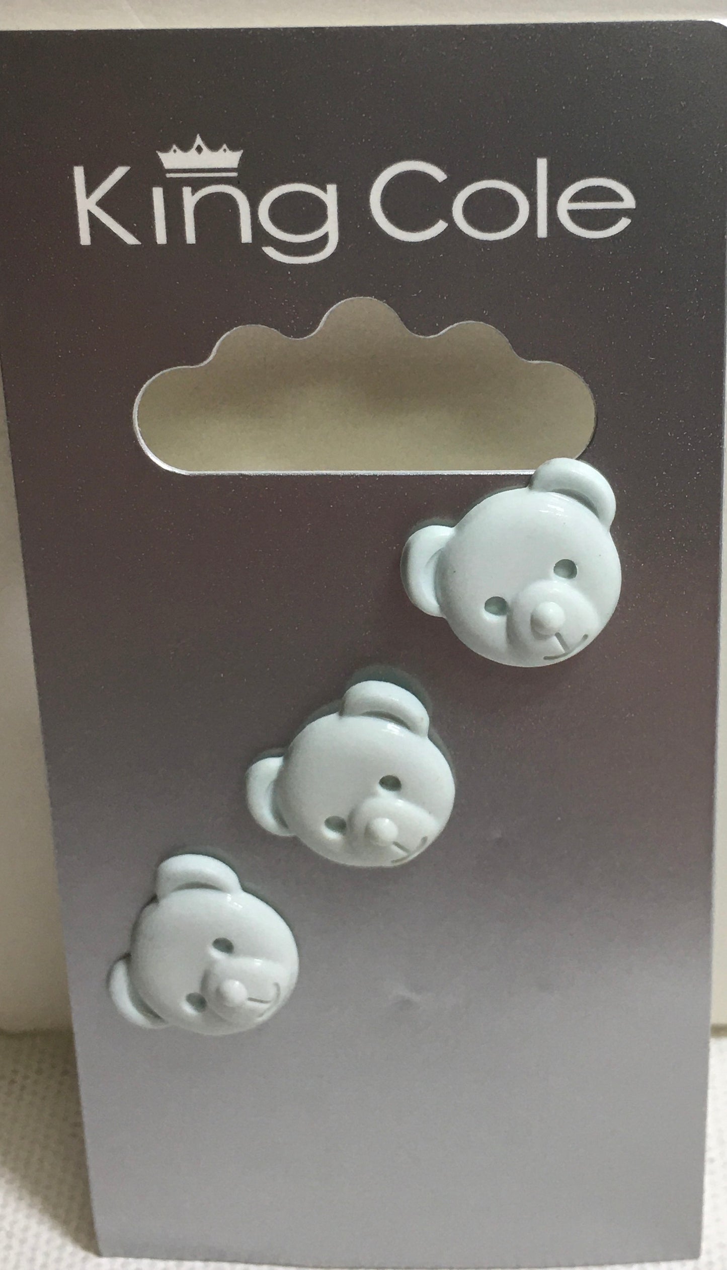 BUT015 Animal Buttons: Teddy Face White Buttons