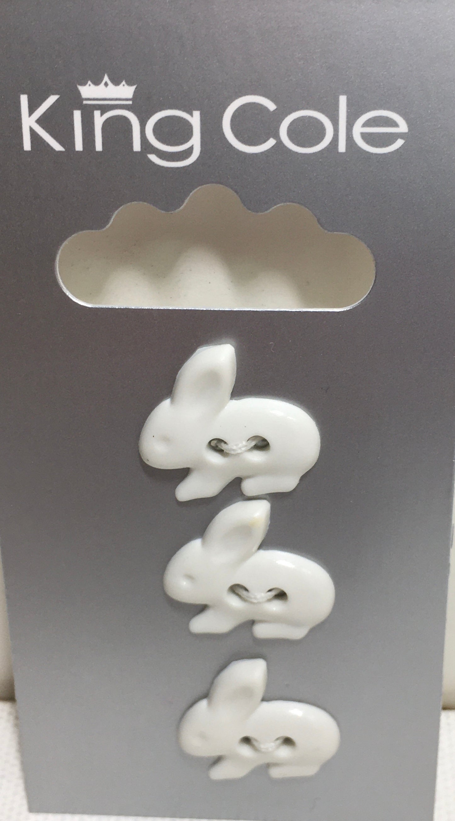BUT014 Animal Buttons: Rabbits White Buttons