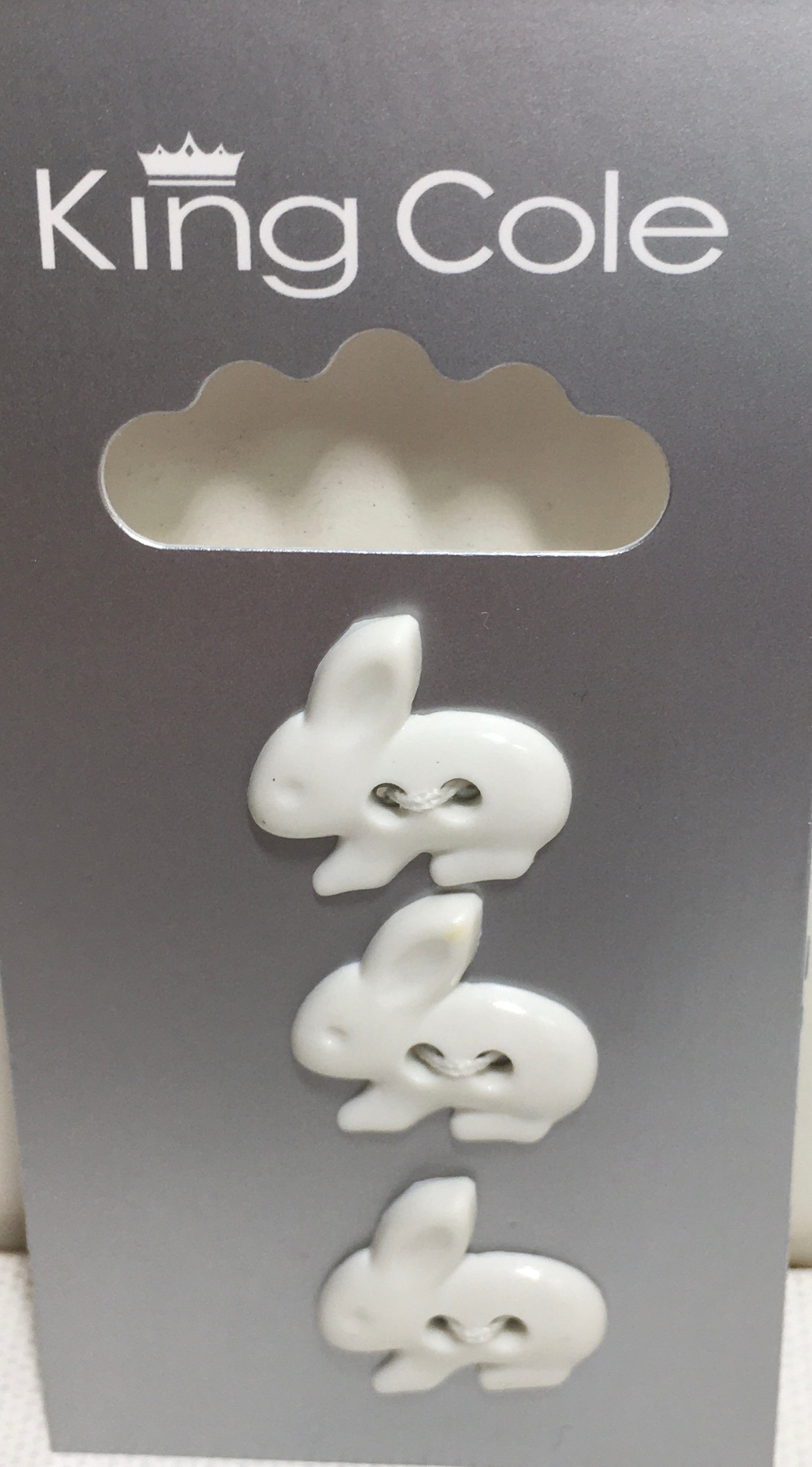 BUT014 Animal Buttons: Rabbits White Buttons