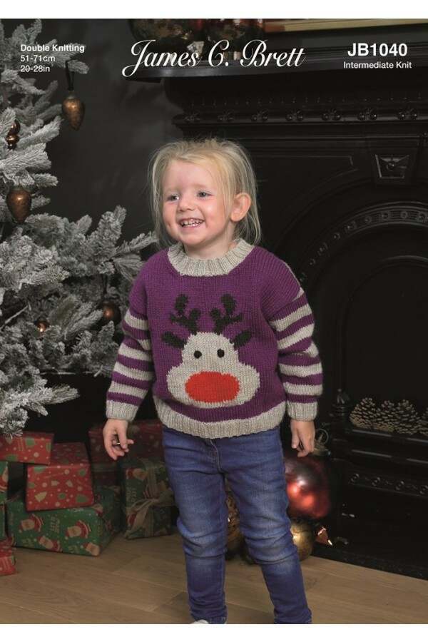 James C Brett JB1040 Reindeer Sweater in Top Value DK Leaflet
